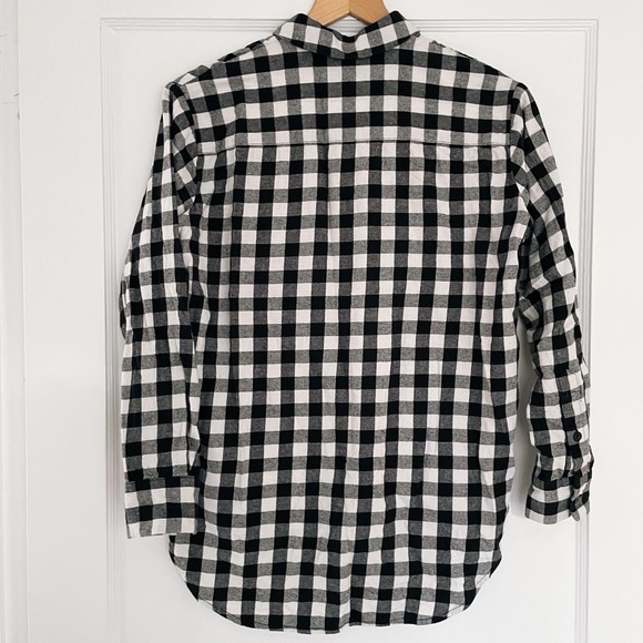 EUC Madewell black and white buffalo check cotton flannel button down - Picture 2 of 4